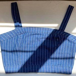Forever 21 Pinstriped Denim Crop Top